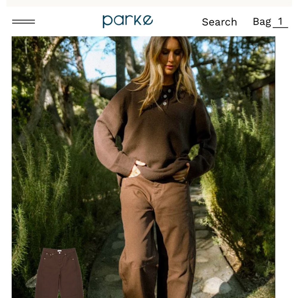 Parke horseshoe twill in chocolate brown. Size 26.